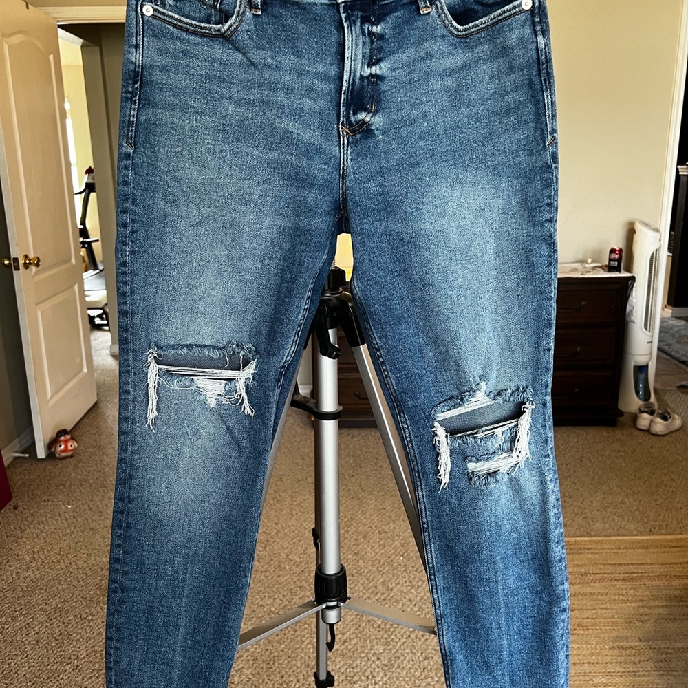 Dear John Blue Straight Leg Jeans with Distressed Details